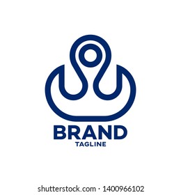 Modern anchor and map logo