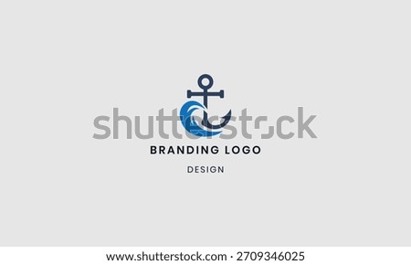 Modern Anchor Wave Logo Design Template