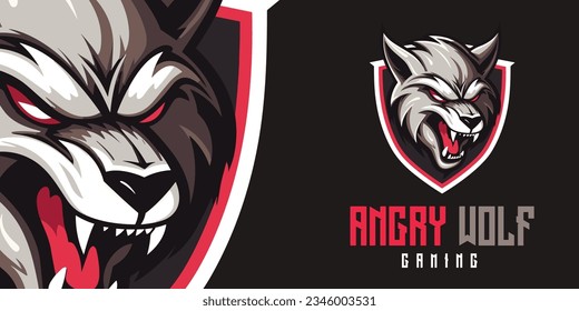 Modern Angry Wolf Emblem: Vector Logo Design for Sport, Esport Team, Badge, T-shirt Printing Concept