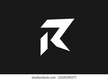 Modern Angular Letter R Logo - Bold Monochrome Design