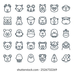 modern animal icon pack. perfect for linear ui designs featuring vector chameleon, chicken, jaguar, duck, snake and more icons.