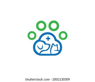 Modern Animal Pet, Dog And Cat Health Logo Template.