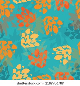 Modern animal skin pattern with flower shapes . Abstract seamless with leaves, poppies. 