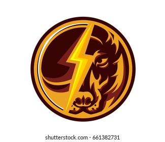 Modern Animal Sports Badge Logo - Bear Volleyball Team With Lightning Symbol