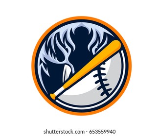 Modern Animal Sports Team Badge Logo - Elephant Baseball Team With Baseball Bat Symbol