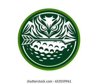 Modern Animal Sports Team Badge Logo - Owl Golf Team With Arrow Symbol