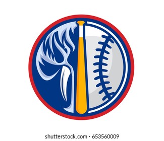 Modern Animal Sports Team Badge Logo - Elephant Baseball Team With Baseball Bat Symbol