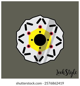 Modern animated vector of Brake disc variation, abstract design.