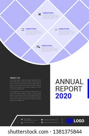 Modern annual blue report cover design. Vector illustration.