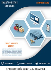 Modern annual report brochure with abstract shapes concept of Smart Logistics. 
Easy to edit and customize. Vector illustration