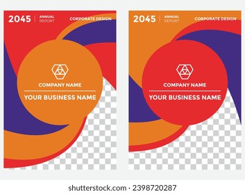 modern annual report bussines company corporate design angle curved orange purple red eps 10