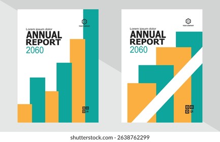 Modern Annual Report Corporate Business Cover Template with Bar Graph Design Flyer Vector Illustration set