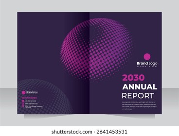 Modern Annual Report Cover with Abstract Dots, Professional annual report cover with futuristic dotted sphere design