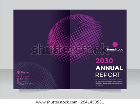 Modern Annual Report Cover with Abstract Dots, Professional annual report cover with futuristic dotted sphere design