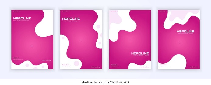 modern annual report cover with vibrant pink tones and smooth abstract wave accents