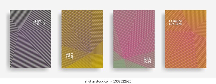 Modern annual report design vector collection. Gradient grid texture cover page layout templates set. Report covers geometric design, business booklet pages corporate templates.