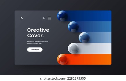 Modern annual report design vector illustration. Trendy 3D spheres corporate identity template.