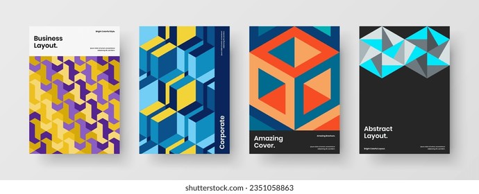 Modern annual report design vector illustration composition. Fresh mosaic hexagons poster concept bundle.