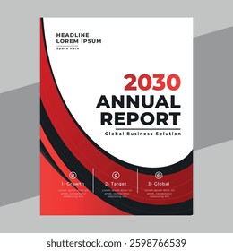 Modern annual report, template in blue, red, color. A4 size book cover template for  book cover, magazine, booklet, proposal, portfolio, brochure, poster