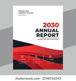 Modern annual report, template in blue, red, color. A4 size book cover template for  book cover, magazine, booklet, proposal, portfolio, brochure, poster