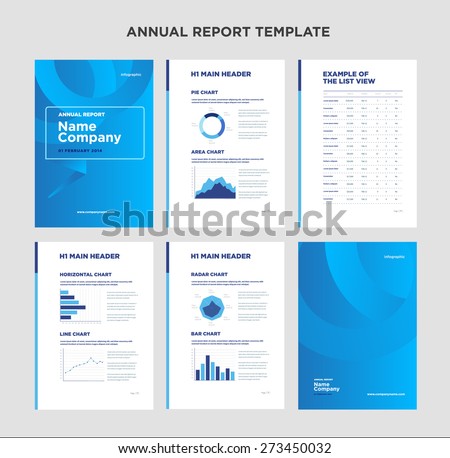 Modern annual report template with cover design and infographic