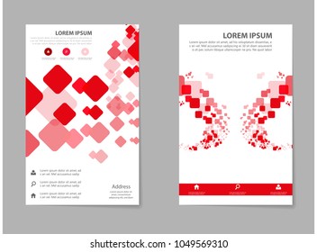 Modern Annual report Vector Abstract design template with red paper on cover Front page