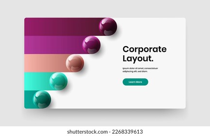 Modern annual report vector design template. Unique realistic spheres flyer illustration.