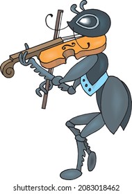 Una hormiga moderna que toca el violín
