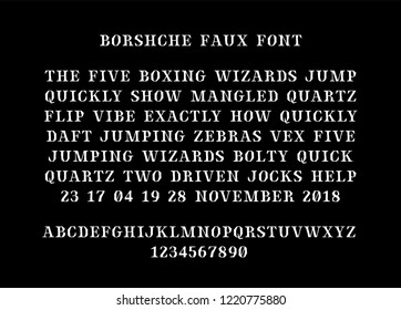 Modern antique serif font and type, english alphabet with caps uppercase letters and numerals of graved sharp style for fashion, beauty and editorial business