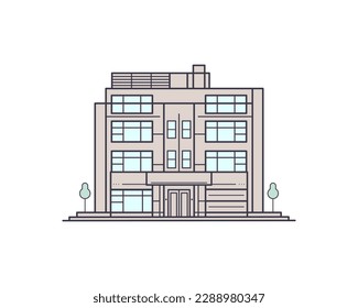 Edificio moderno exterior. Ilustración vectorial en estilo plano.
