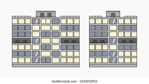 modern apartment building facade vector flat illustration