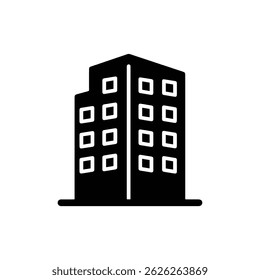 Edificio de apartamentos moderno con icono de ventanas cuadradas