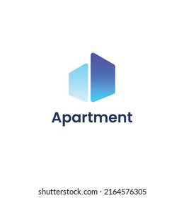 Moderno logotipo de apartamento y hotel con estilo degradado
