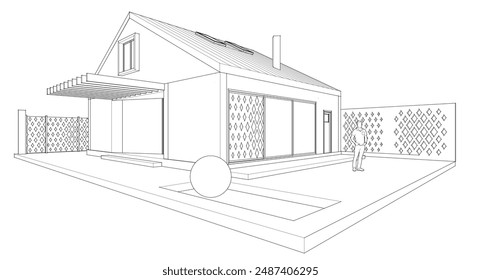 modern apartment house 3d illustration