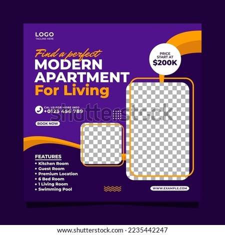 Modern apartment property square banner social media post template