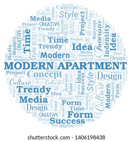 Modern Apartment word cloud. Wordcloud made with text only.