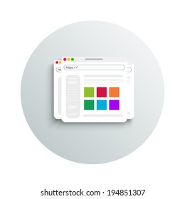 Modern app icon of browser business concept on white background. Office and business work elements