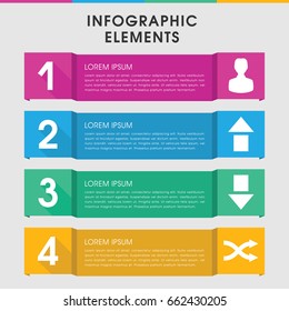 Modern app infographic template. infographic design with app icons includes shuffle, user, arrow up. can be used for presentation, diagram, annual report, web design.
