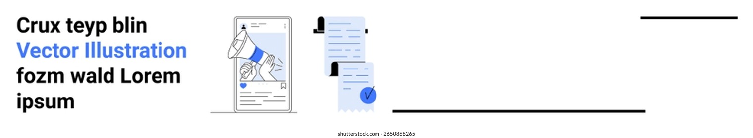 Modern app interface highlighting a main screen with a hand holding a phone, notification icon, and chat bubbles. Ideal for mobile apps, digital communication, tech tutorials, software demos, user