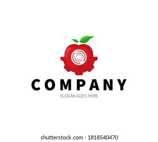Modern Apple digital technology and gear Logo Concept. Vector Design Illustration. Symbol and Icon Vector Template.