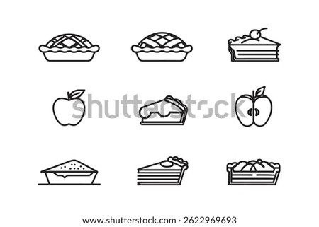 Modern Apple Pie Outline Illustration