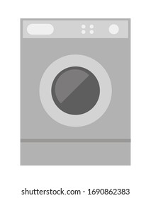 Modern appliances and devices for home. Isolated washing machine icon. Washer for clothes, object with drying function. Machinery for cleaning clothing, tidiness at house. Vector in flat style