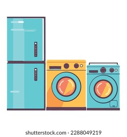 Modern appliances symbolize domestic life and technology isolated