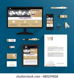 Modern application template design for corporate identity with round elements. Stationery set