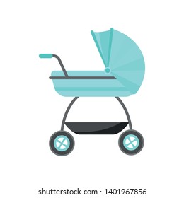 Modern aqua color baby stroller with additional basket