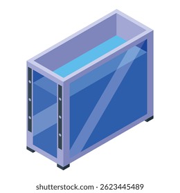 Modern aquarium with a metal frame is holding water for fish