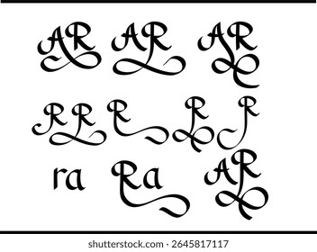 Modern AR Calligraphy Logo | Unique Interlocked A and R Alphabet Design