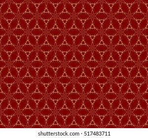 modern Arabesque. seamless flower pattern. abstract vector illustration. gold on red. for design invitation, background, wallpaper
