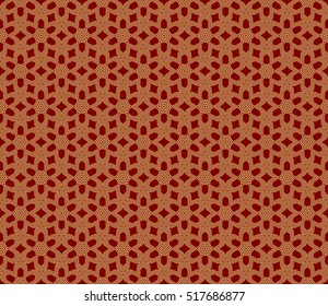 modern Arabesque. seamless flower pattern. abstract vector illustration. gold on red. for design invitation, background, wallpaper