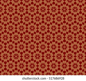 modern Arabesque. seamless flower pattern. abstract vector illustration. gold on red. for design invitation, background, wallpaper